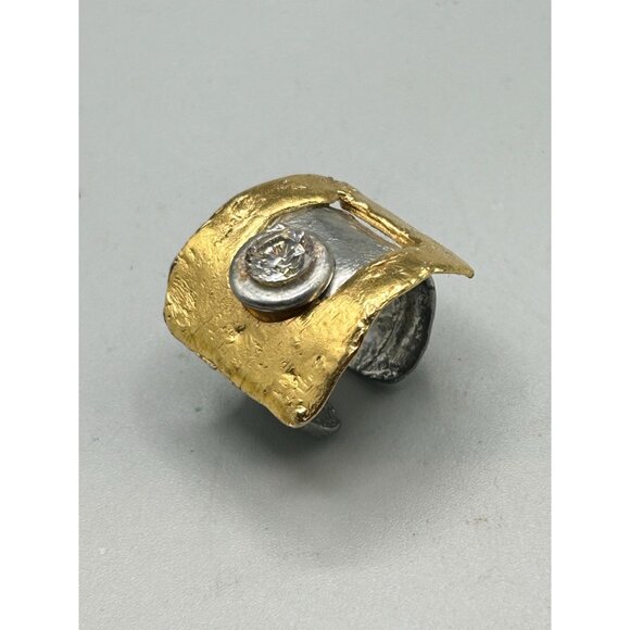 Vintage 80s Signed J. Jensen Handcrafted Ring Gold & Silver Tone Adjustable Size - Picture 9 of 11